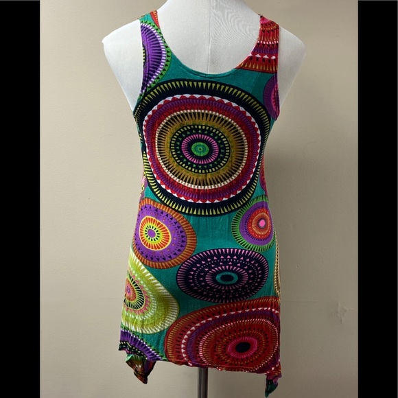 Aller Simplement Asymmetrical Boho Tank Dress Sz M - Picture 3 of 9